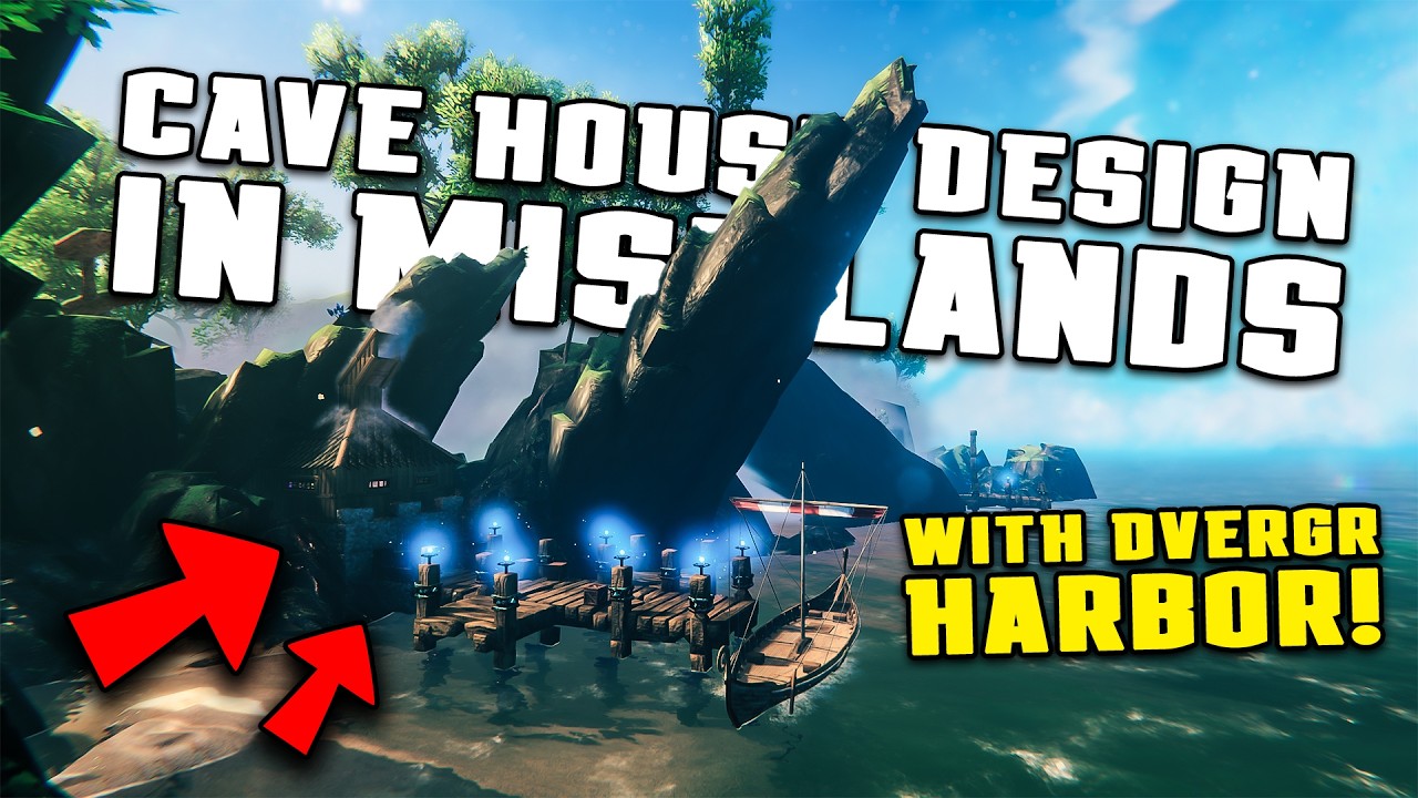 Проект дома-пещеры в туманных краях с гаванью Двергр! | Вальхейм
