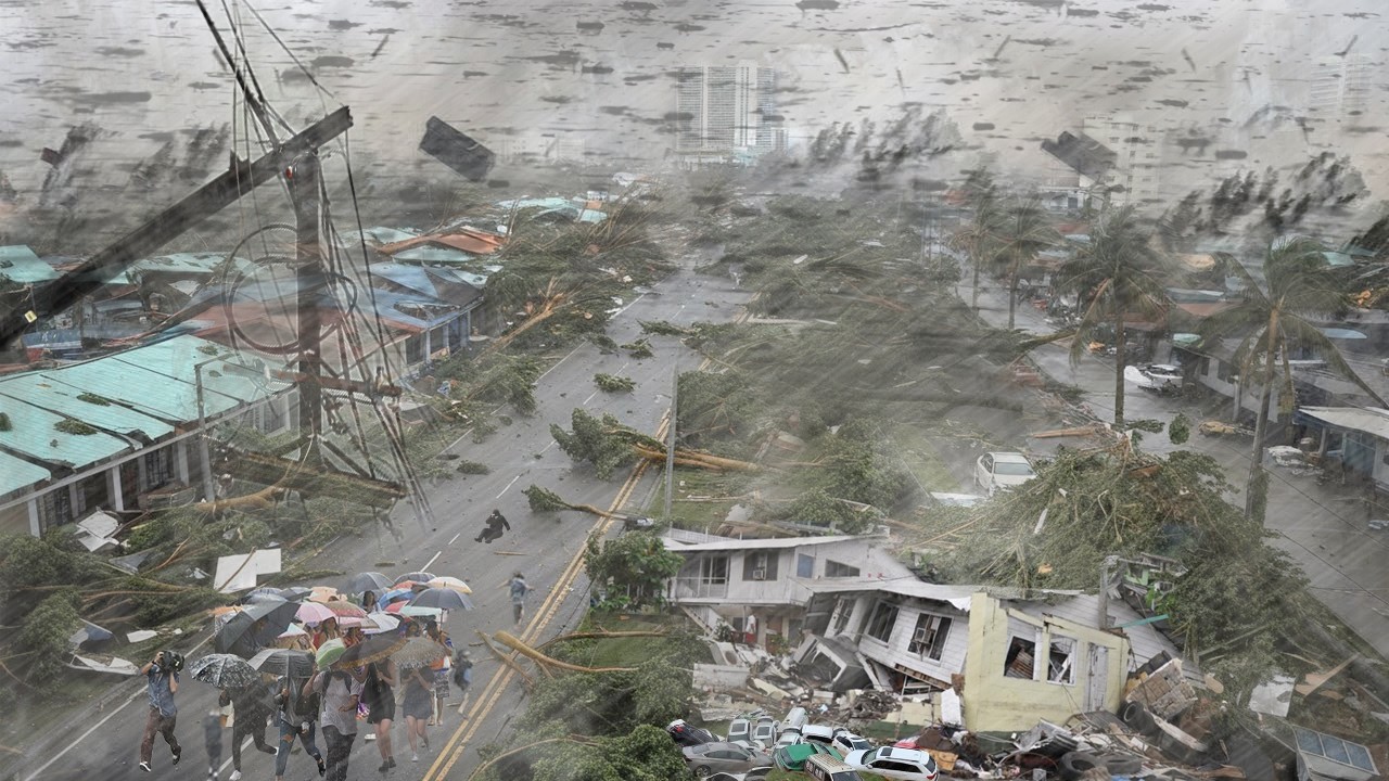 Тайфун «Подул» со скоростью 200 км/ч обрушился на Тайвань! Машины перевернулись, деревья повалились,