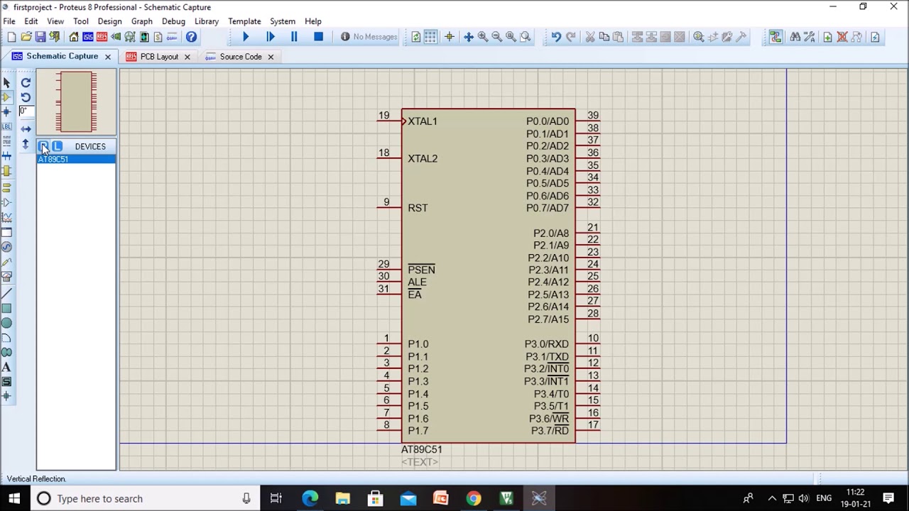 Lecture 41 Proteus Simulation LED Blinking for 8051 microcontroller