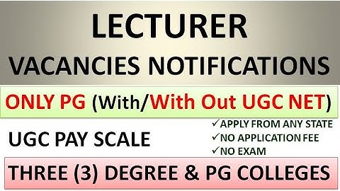 Lecturer Vacancies Notification in Three (3) Degree and PG Colleges | PG (With/With Out UGC NET)