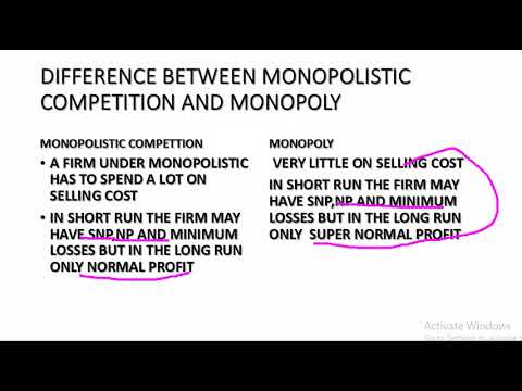 DIFFERENCE BETWEEN MONOPOLY AND MONOPOLISTIC COMPETITION