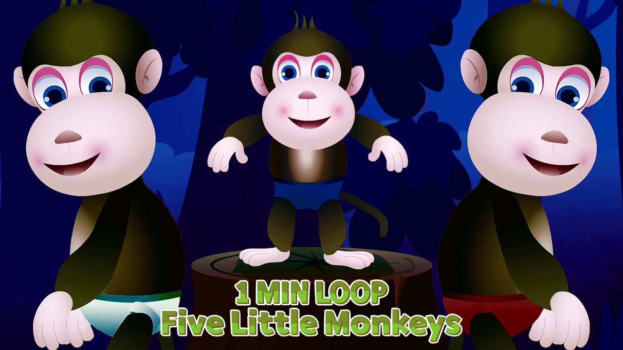 🎶[1 MIN LOOP] Five Little Monkeys Sound Variations Remix 🐒 Multiple Fun Versions for Kids & Toddlers