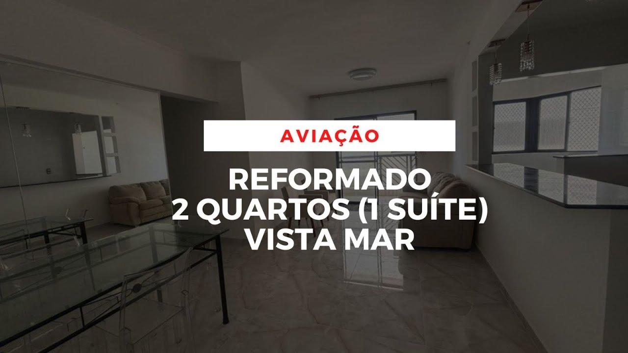 Apartamento reformado, 2 quartos (1suíte), 1 vaga em prédio frente mar - Praia Grande/SP