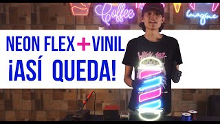 como hacer un anuncio neon flex con detalles en vinil - Barber Shop -