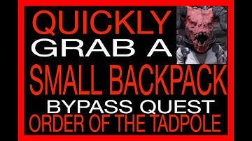 SMALL BACKPACK QUICK GUIDE Fallout 76 Get a backpack quickly by bypassing the Order Of The Tadpoles