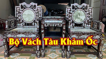 Bộ Bàn Ghế Vách Tàu Khảm Ốc Xà Cừ Đỏ Đẹp Gỗ Gụ - Hàng VIP | Đồ Gỗ Mai Toàn