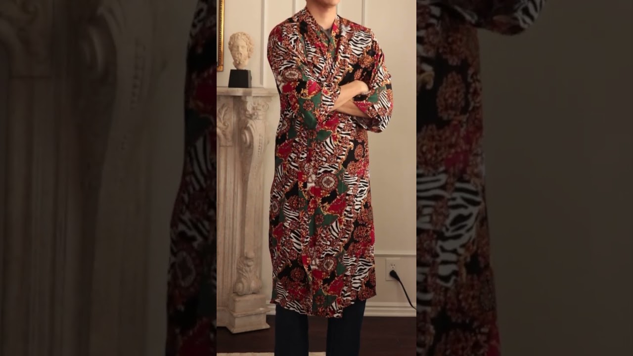 COOFANDY Men's Lightweight Kimono Robe Jacket Printed Japanese Style Bathrobes Casual Open Front