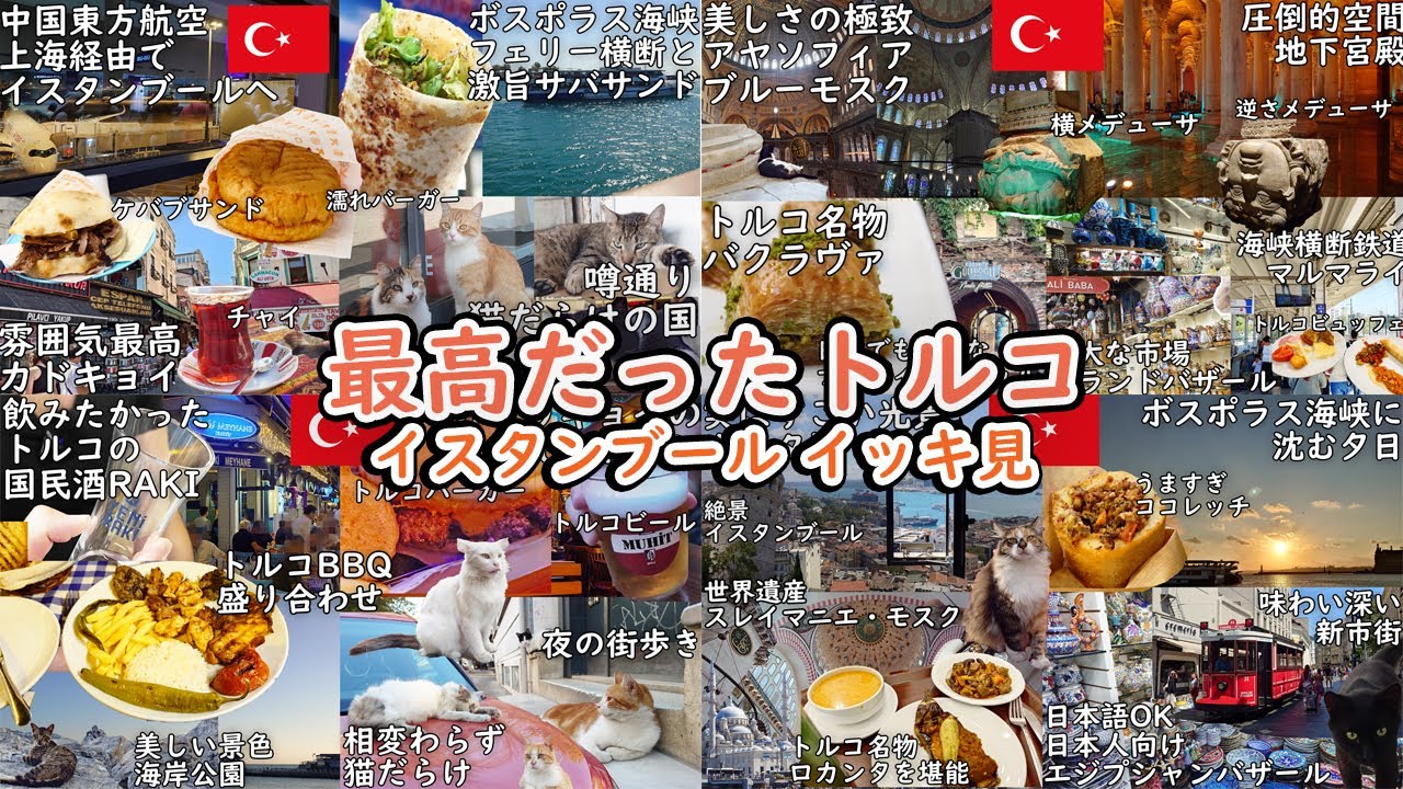 【トルコ】イスタンブール3泊5日イッキ見総集編｜王道観光地＆激うまグルメ！最高のカドキョイ滞在×猫だらけ・アヤソフィア・ガラタ塔・バザール巡り【作業用】