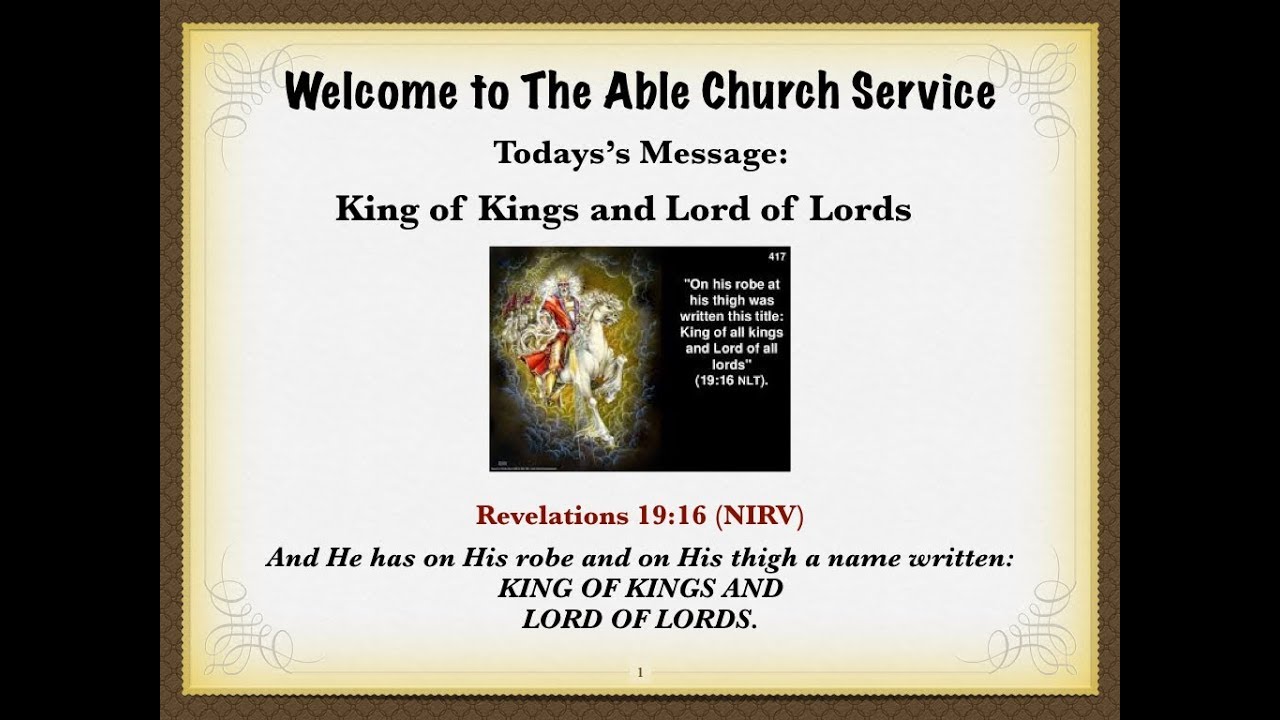 King of Kings and Lord of Lords - YouTube