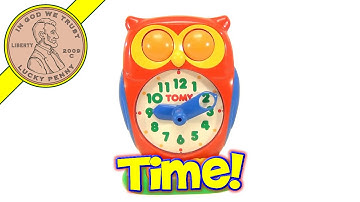 Vintage Tomy Owl Answer Clock Learning Toy - Tell The Time From His Eyes!