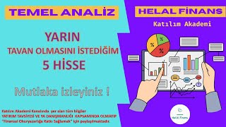 YARIN TAVAN OLMASINI İSTEDİĞİM 5 HİSSE