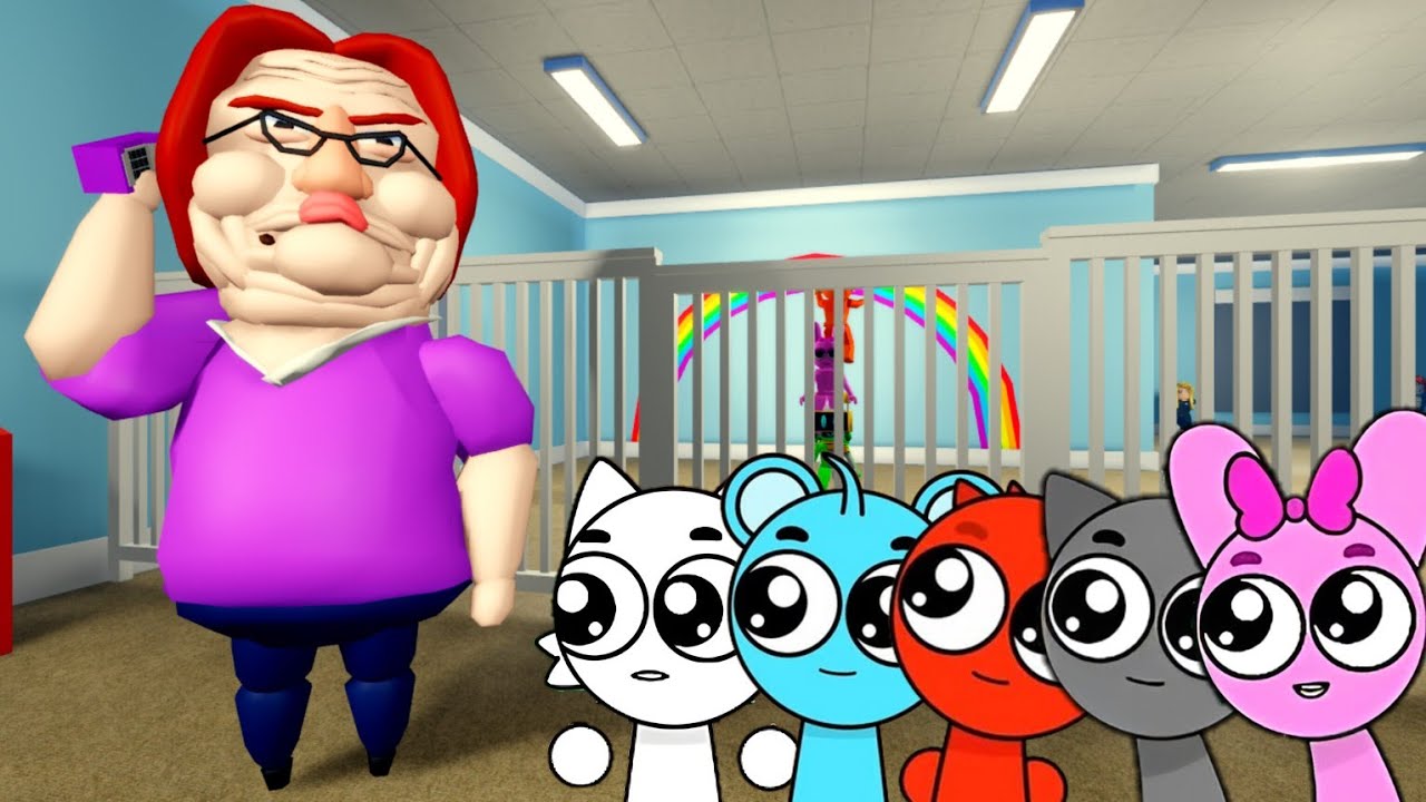 Sprunki Baby Wenda, Sky, Raddy, Gray & Pinki Played Betty's Nursery Obby in ROBLOX 