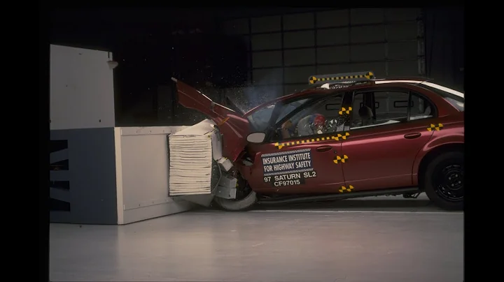 1997 Saturn SL moderate overlap IIHS crash test