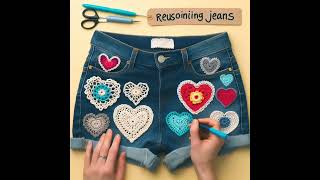 Redesign Your Jeans Skirt And Shorts  🩳 With Crochet (Sharing Ideas) #Crochet