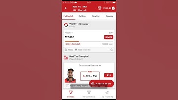 RCB vs KKR free giveaway today #vision 11 give away