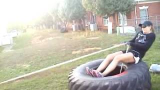 Warrior Bootcamp tire flips, tire pulls, bear crawls