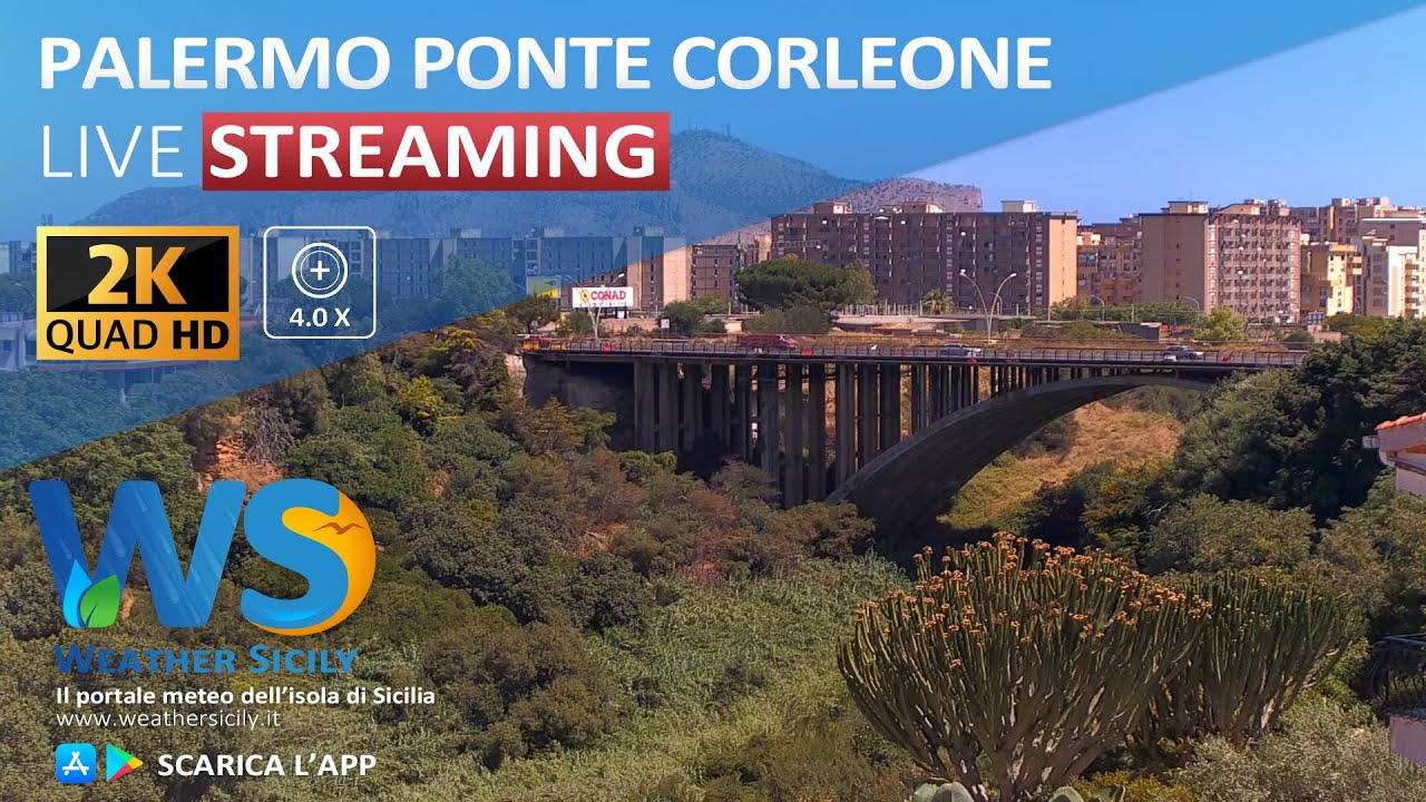🔴 Palermo live webcam -  Panoramica Ponte Corleone