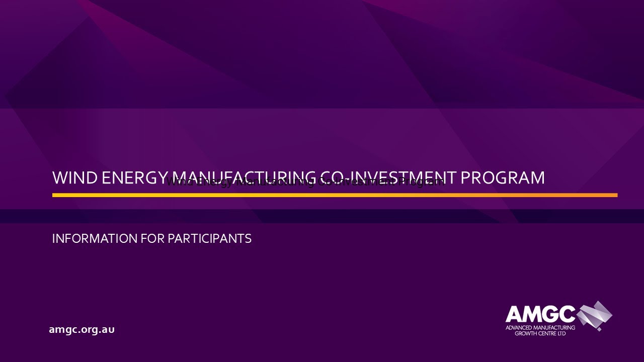 Wind Energy Co-Investment Program Information Session