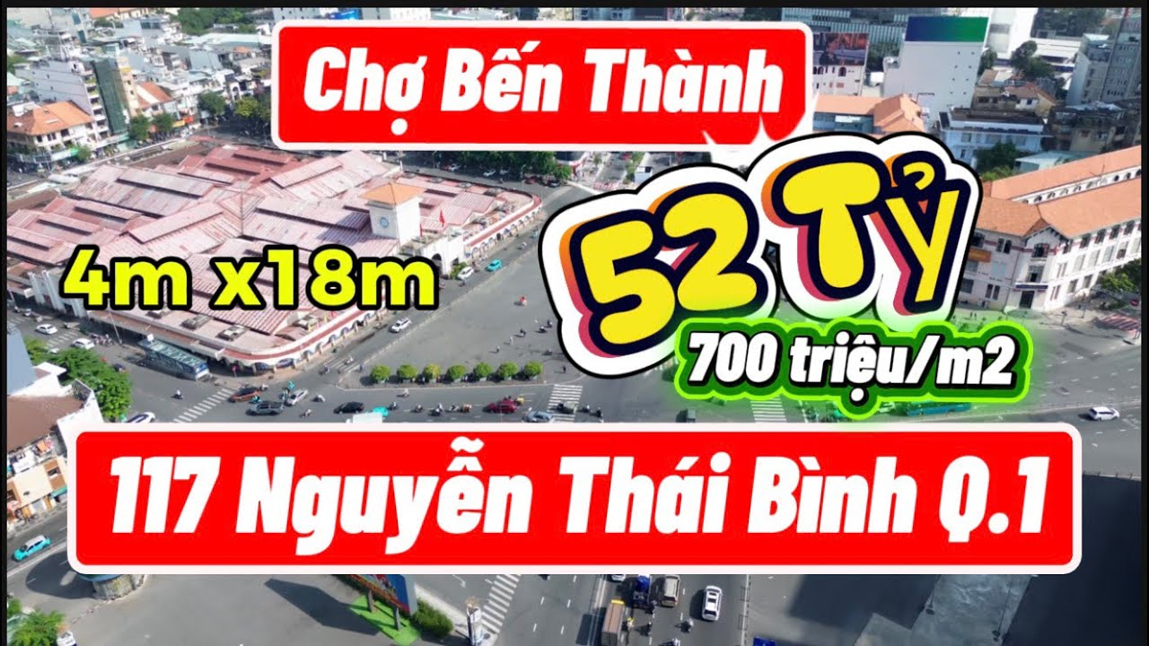Gần chợ Bến Thành & Phố đi bộ Nguyện Huệ chỉ 700 triệu/m2  .Tài sản 117 Nguyễn Thái Bình cần bán gấp
