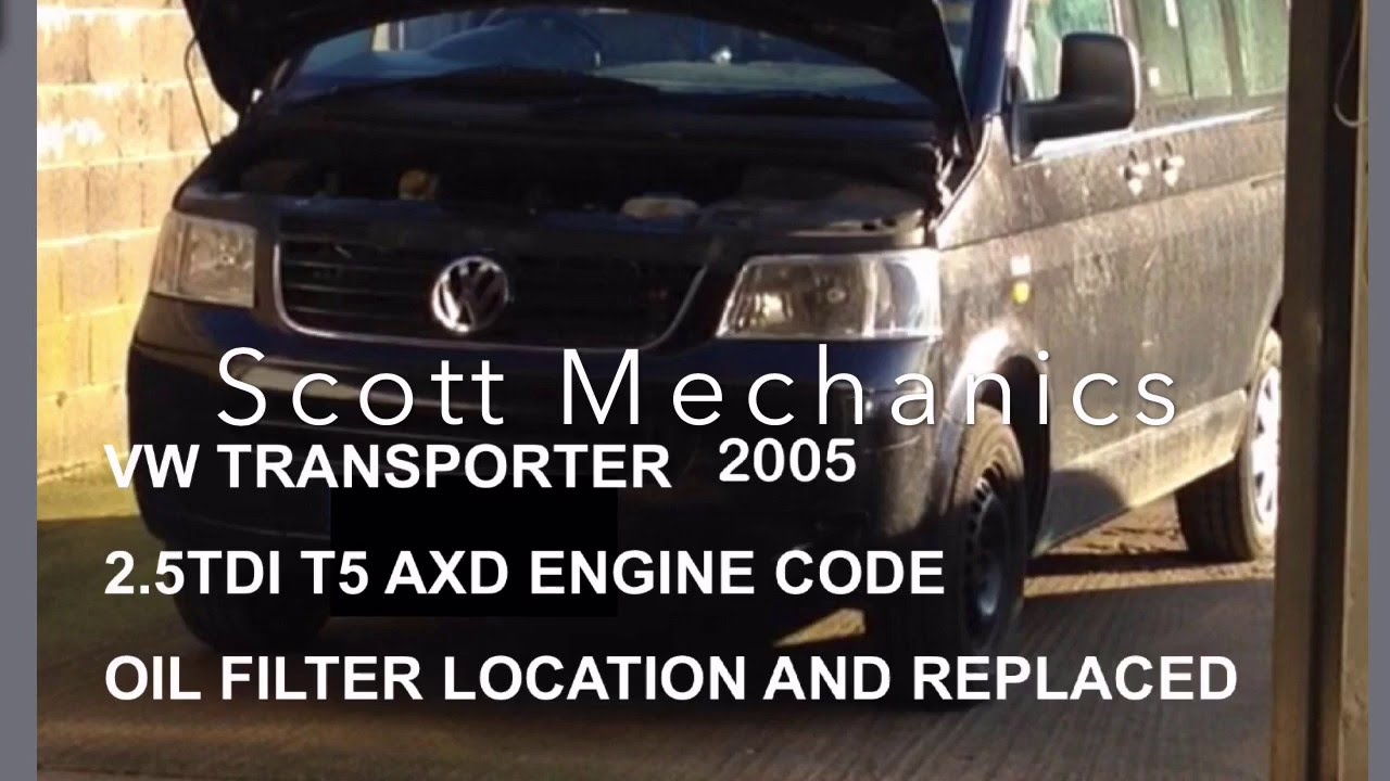 VW transporter T5 oil filter change & location - YouTube