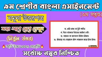 Class-9 Bangla-5th week Assignment Full Answer|| ৯ম শ্রেণীর ৫ম সপ্তাহের বাংলা এসাইনমেন্টের উত্তর ||