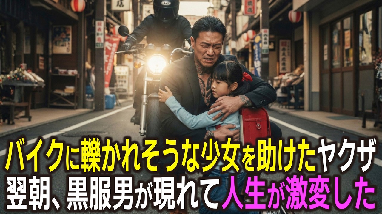 「明日からカタギ…」のヤクザ。バイクに轢かれそうな少女を助けた翌朝、一流企業の黒服男がアパートに現れて…