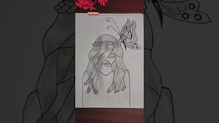 A girl with butterfly sketch youtubeshorts artpaintingsan viral video youtube love