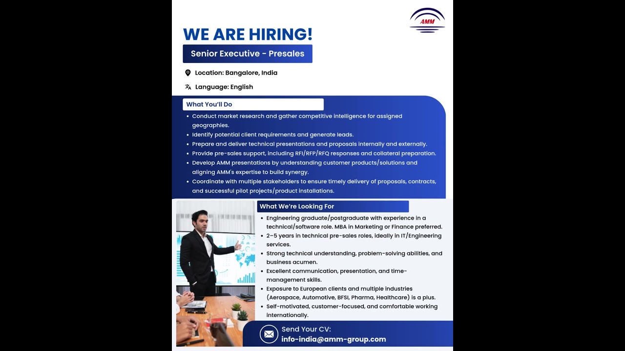 We&rsquo;re Hiring! || Role: Senior Executive &ndash; Presales