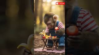 cute baby monkey eating foods and laughing #monkey #funny #shorts #forkids #explore #kidsvideo #fyp