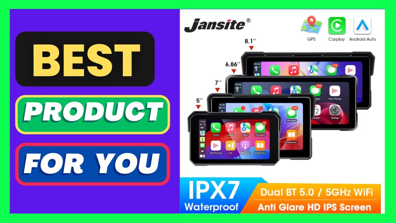 Jansite Motorcycle Display Screen Carplay Moto Navigation Portable Digital Dashboard Motobike