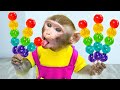 KiKi Monkey try to get Miniature Rainbow Jelly from vending machine | KUDO ANIMAL KIKI