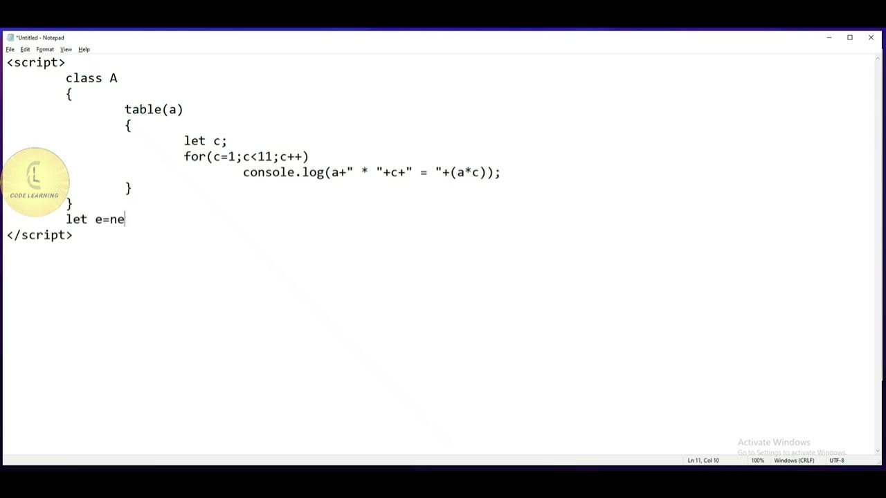 Javascript | Class 'printing table' | CodeLearning - YouTube