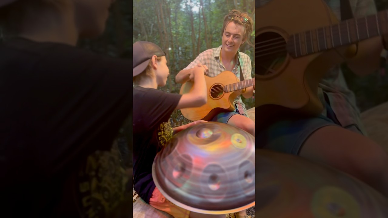 Festival jammin Woodford 24/25 with Fino, yeh man! #jammin #music #vid #handpankid #handpan #finojet