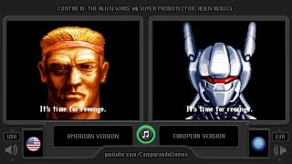 Regional Differences [18] Contra III: The Alien Wars (USA vs EUR) Snes - Side by Side Comparison Resimi