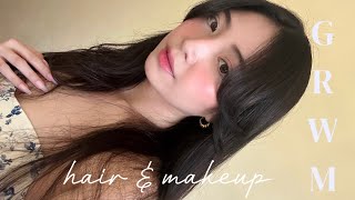 GRWM Hair & Makeup ( How I style my long layered hair )