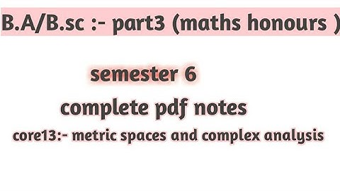 Vbu maths semester 6 core13 pdf notes