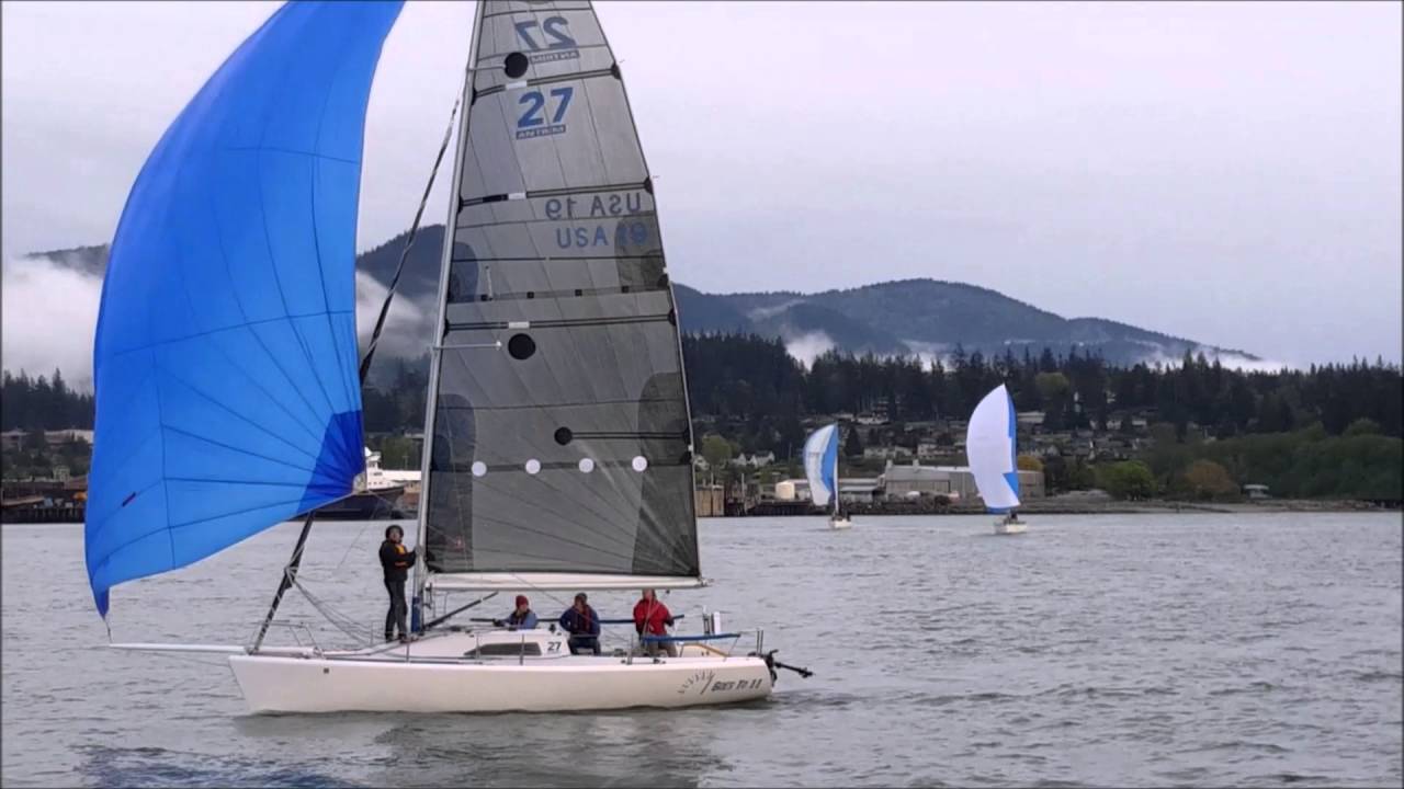 HRAVN racing April 14 2016 sailboat racing bellingham bay J109 foredeck ...