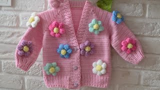 ÇİÇEKLİ HIRKA🔥CROP HIRKA MODELLERİ🔥PAPATYALI CROP HIRKA.#knitting  #baby #handmade #2023 @ebebeorgu