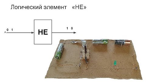 Логический элемент "НЕ" на электромагнитном реле.