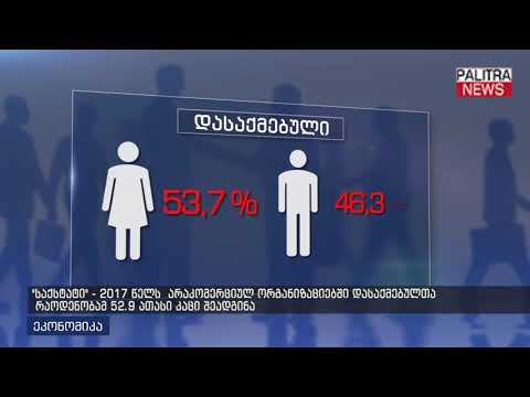 საქსტატი - 2017 წელს არაკომერციულ ორგანიზაციებში დასაქმებულთა რაოდენობამ 52.9 ათასი კაცი შეადგინა