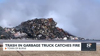 Trash in garbage truck sets fire which prompts road closure