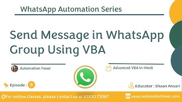 How to Send Message in WhatsApp Group by VBA | WhatsApp Automation | Advanced VBA in Hindi