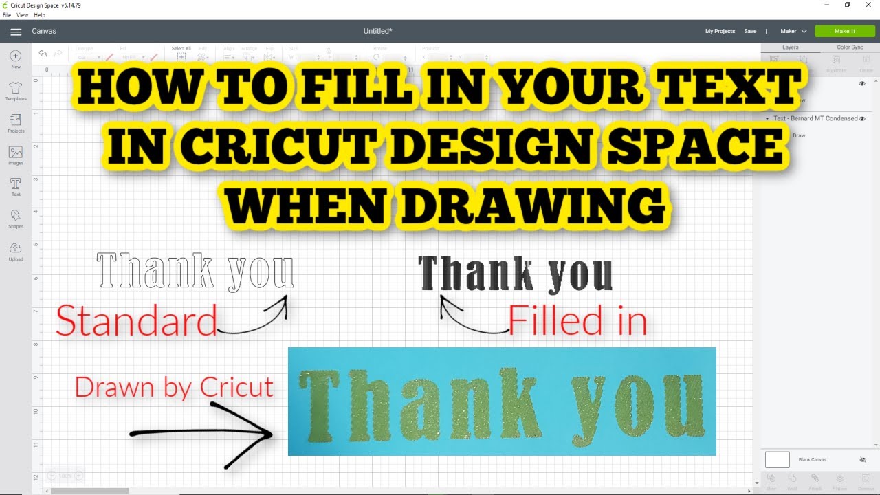 How to fill in writing on Cricut - Stop writing bubble letters - Solid  letters in design space