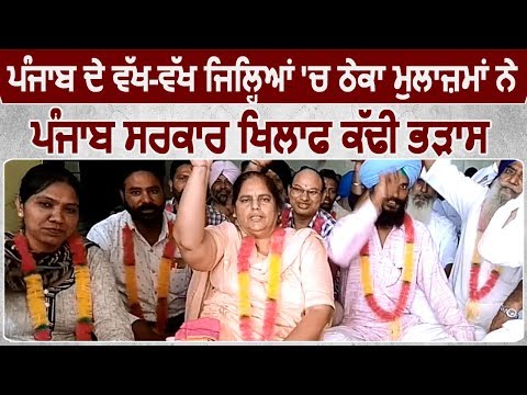 Punjab के अलग अलग जिलों में ठेका मुलाजिमों ने सरकार खिलाफ किया Protest