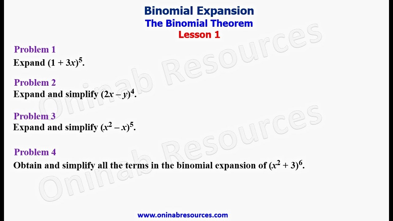 Binomial Theorem: Lesson 1 - YouTube