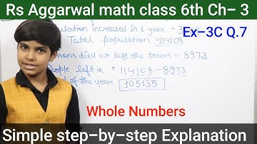 rs aggarwal Solution Class 6 chapter 3 Exercise 3C Q 7 | Whole numbers basic math glory