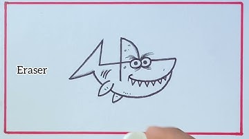 How to draw a Shark 🦈 using number 4 | Easy Drawing for kids