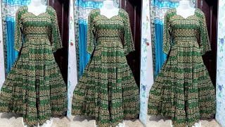 Beautiful four layer long frock cutting and stitching//Long gown