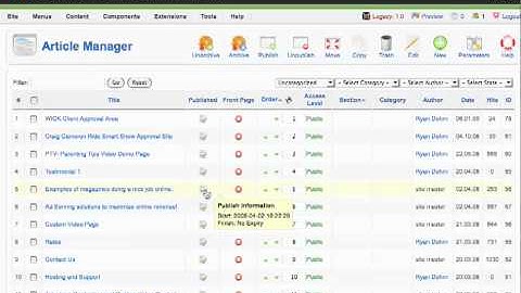 help video article manager Joomla 1.5