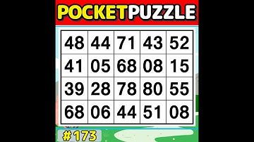 【Pocket Puzzle】 Perfect for daily brain exercises! 《Number Search|Brain training》 #173
